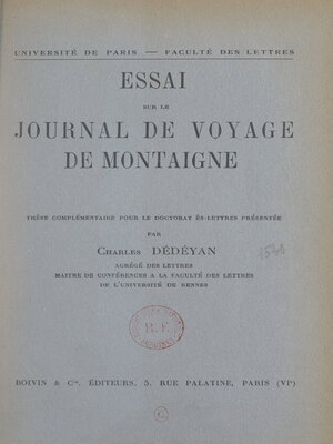 cover image of Essai sur le Journal de voyage, de Montaigne